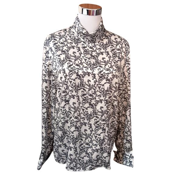 VINTAGE Satin Blouse Top Shirt 12 High Neck Classic Timeless CareerOffice Dressy - Picture 9 of 13